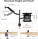 PUTORSEN Support de bras pour ordinateur portable jusqu'à 35'' Moniteurs, Plateau pour ordinateur portatif Max Cahier de 18'', support de bureau pour ordinateur portable à ressort entièrement réglable Max 19.8lbs, VESA 75 x75/100x100 mm
