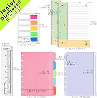 Vista 7 de Rancco Junior Cornell - Papel para cuaderno, 180 páginas, perforado para 8 anillas, insertos de papel de disco de media carta con pestañas