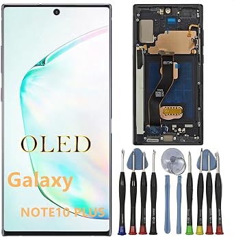 OLED Galaxy NOTE10 Plus Screen Replacement for Samsung NOTE10PLUS 5G Display Touch Screen Digitizer Assembly SM-N975U,SM-N975U1,SM-N976U LCD Support Fingerprint with Black Frame+Tools
