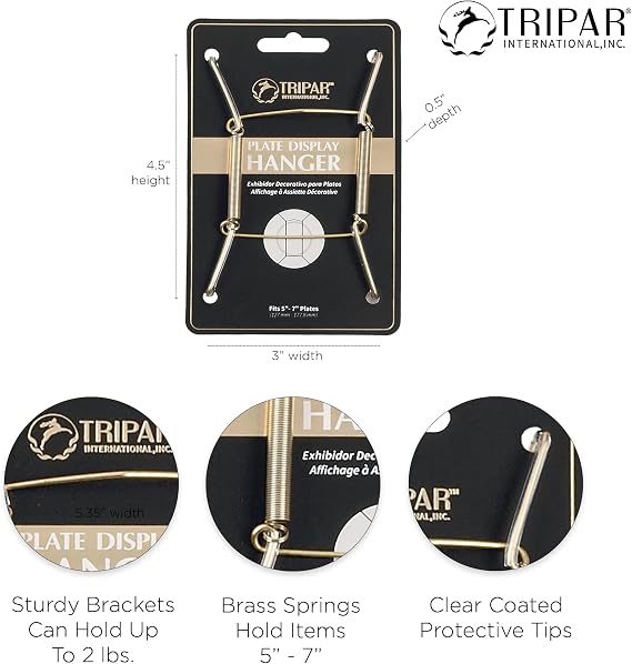 TRIPAR 5-7 Inch Brass Plate Wire Wall Plate Hanger