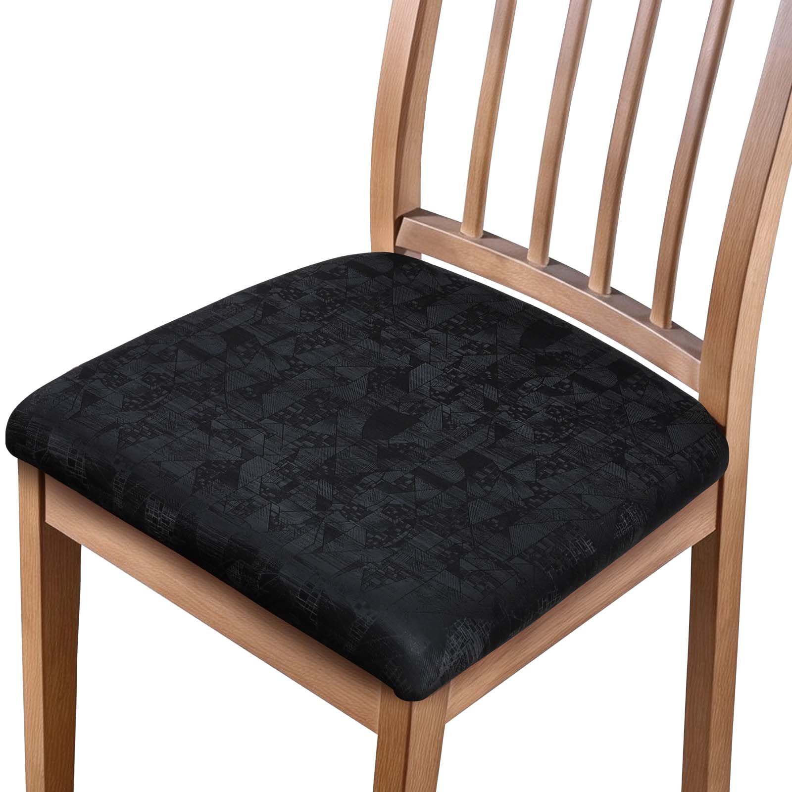 Alishomtll Dining Chair Covers Set of 4 Faux Leather Chair Seat Covers PU Seat Covers Removable Chair Slipcovers with Fixing Buckle for Dining Room Kitchen Garden Office (Black 4pcs)