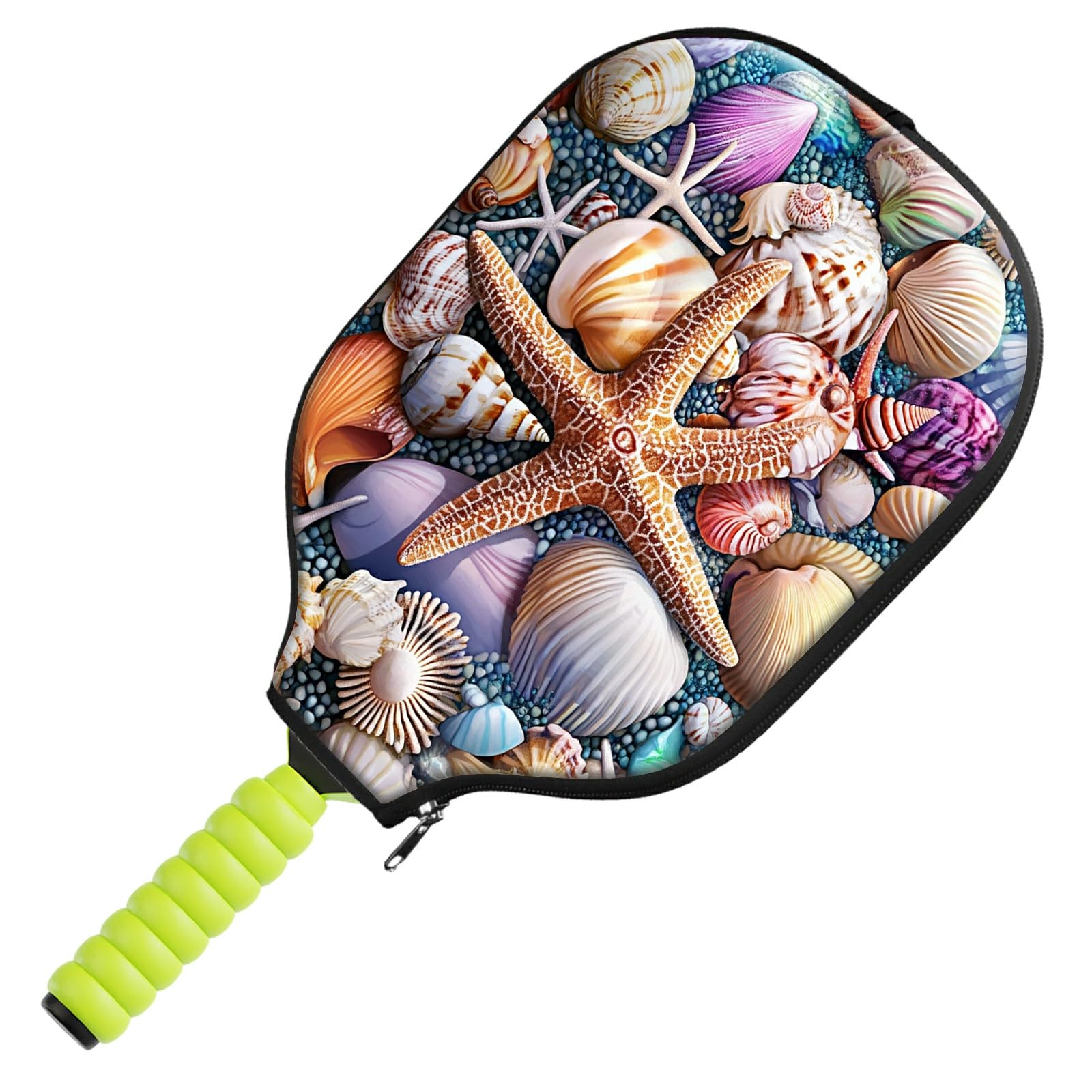 Pickleball Paddle Cover, Starfish Shell Conch Premium Neoprene Protective Case for Pickleball Paddles, Lightweight Durable Paddle Sleeve with Zipper Closure for Storage Travel