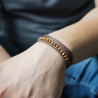 Vista 468 de Handmade Natural Stone Beaded Healing Bracelet Gift for Men Adjustable Rope String Bracelet