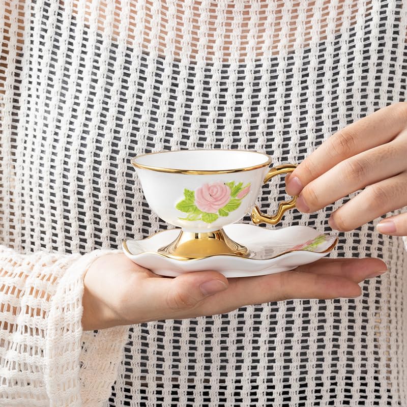 Lot de 6 tasses à café et assiettes vaisselle céramique maison salon