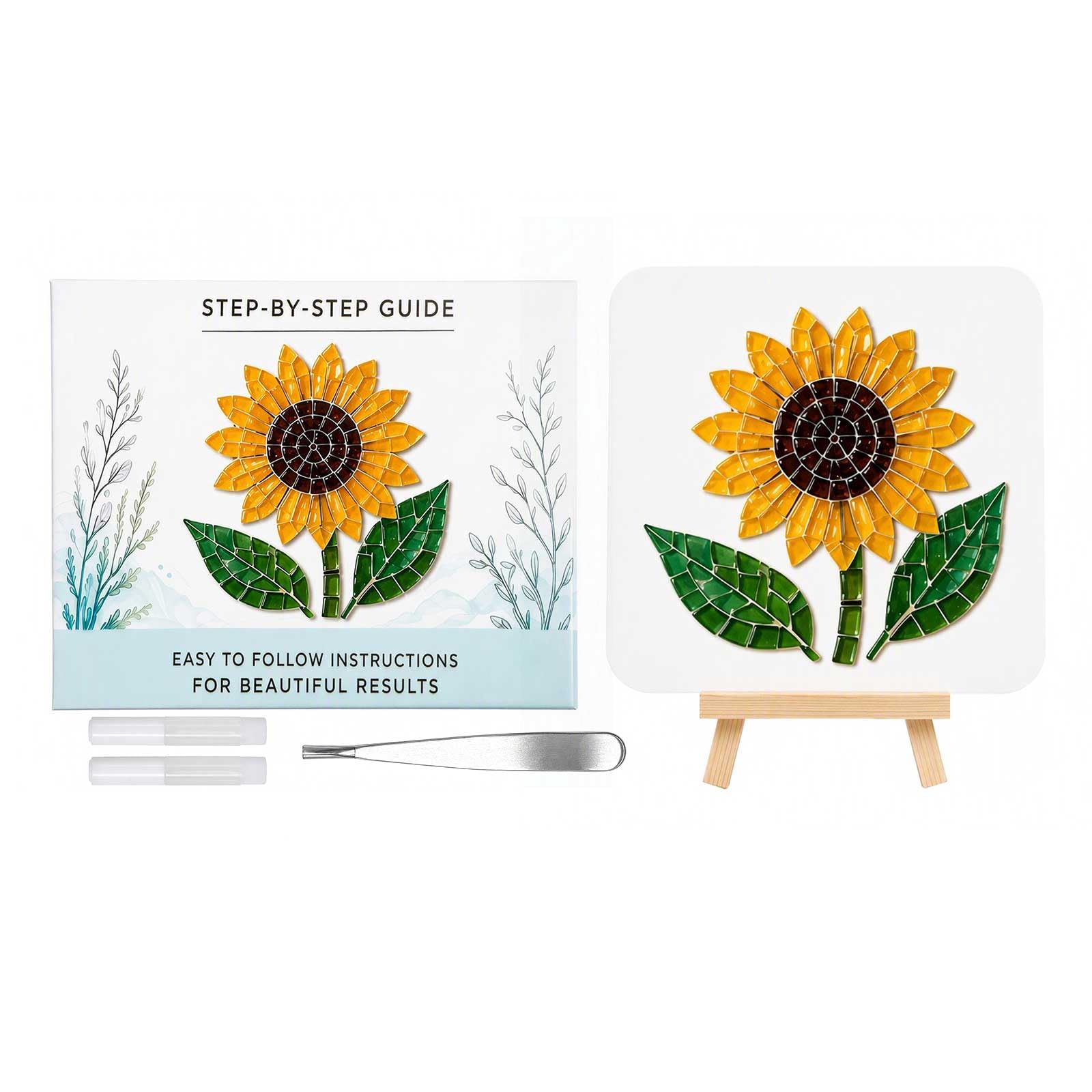 DIY Sea Glass Mosaic Kit Multi-Purpose for Home Decoration (Sunflower)