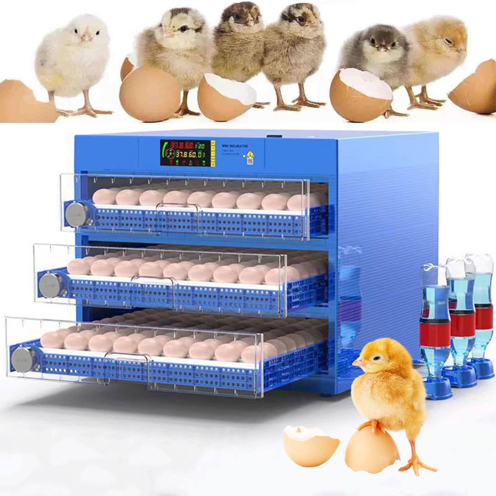 56-392 Oeufs fécondés, retournement Automatique des œufs, contrôle de la température et de l'humidité, ajout Automatique d'eau, utilisés pour l'incubation des Poulets/Canards/cailles,300