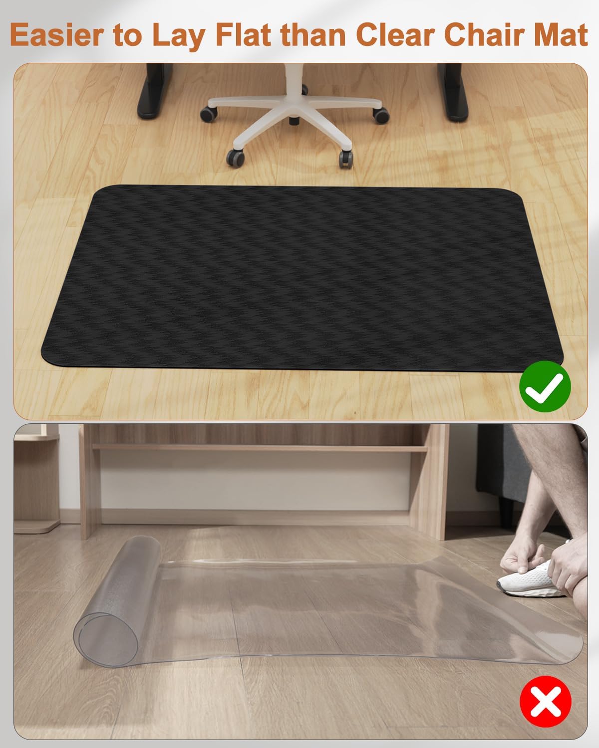 Blvornl Large Office Chair Mat for Hardwood Floor, Rolling Chair Mat for Hard Wood, Large Anti-Slip Hard Floor Protector, Heavy Duty Computer Desk Rug for Office and Home 35.4"*47.2" Black