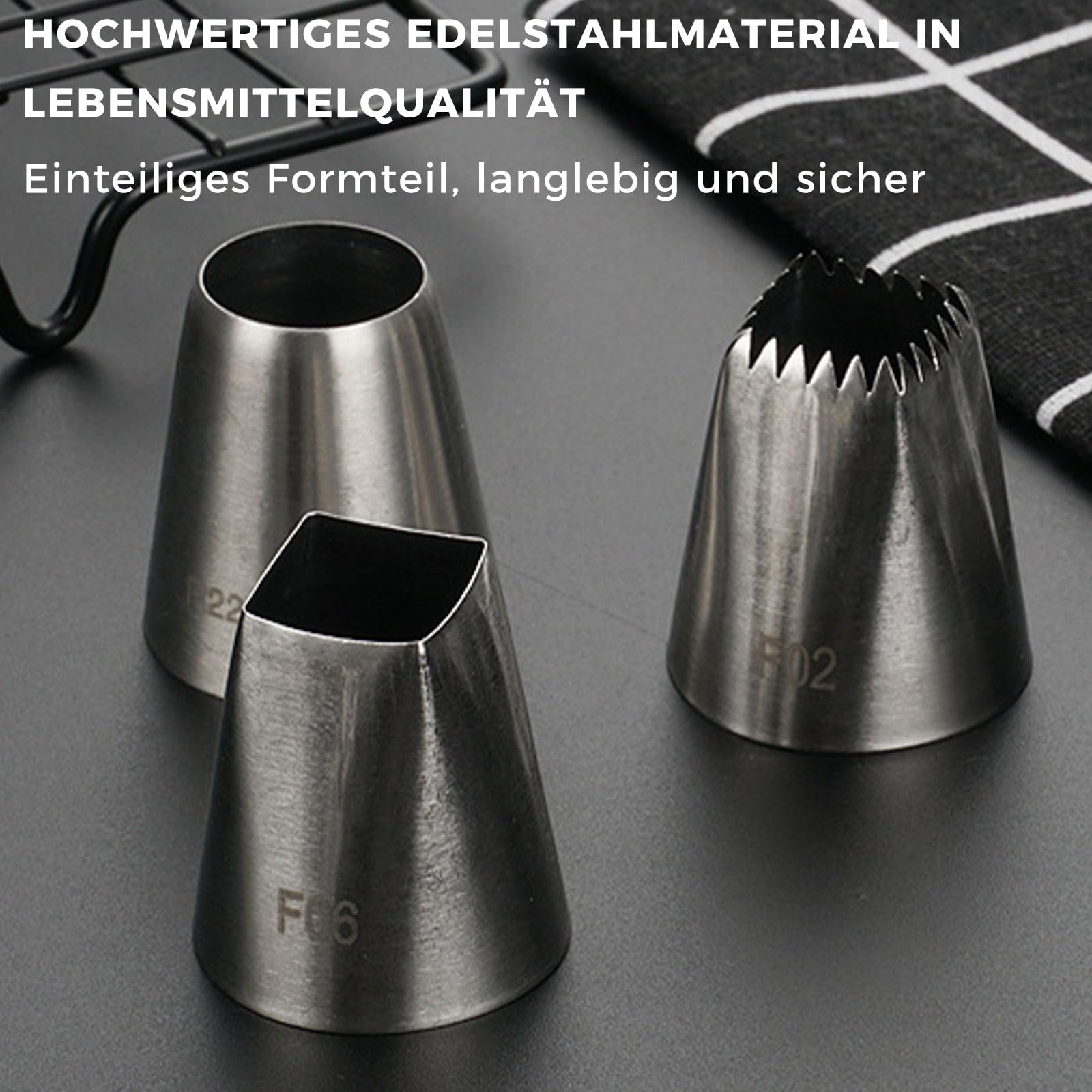 Set 4 Beccucci Grandi XXL In Acciaio Inox Per Decorare Torte, Churros E Frittelle