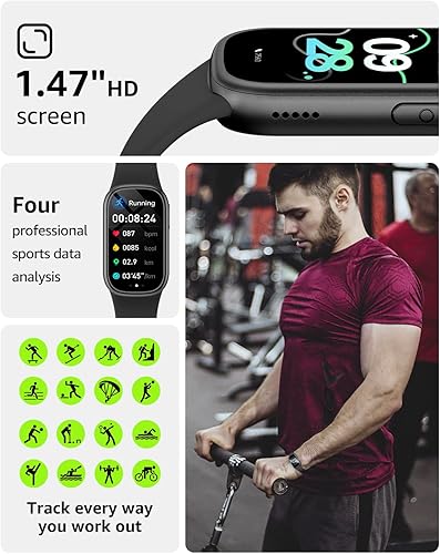 Miniatura 3 de Fitness Tracker (AnswerDial Call), Smart Watch with 1.47" HD Touch Display, 130+ Sport Modes Activity Tracker with Sleep Monitor, IP68 Waterproof