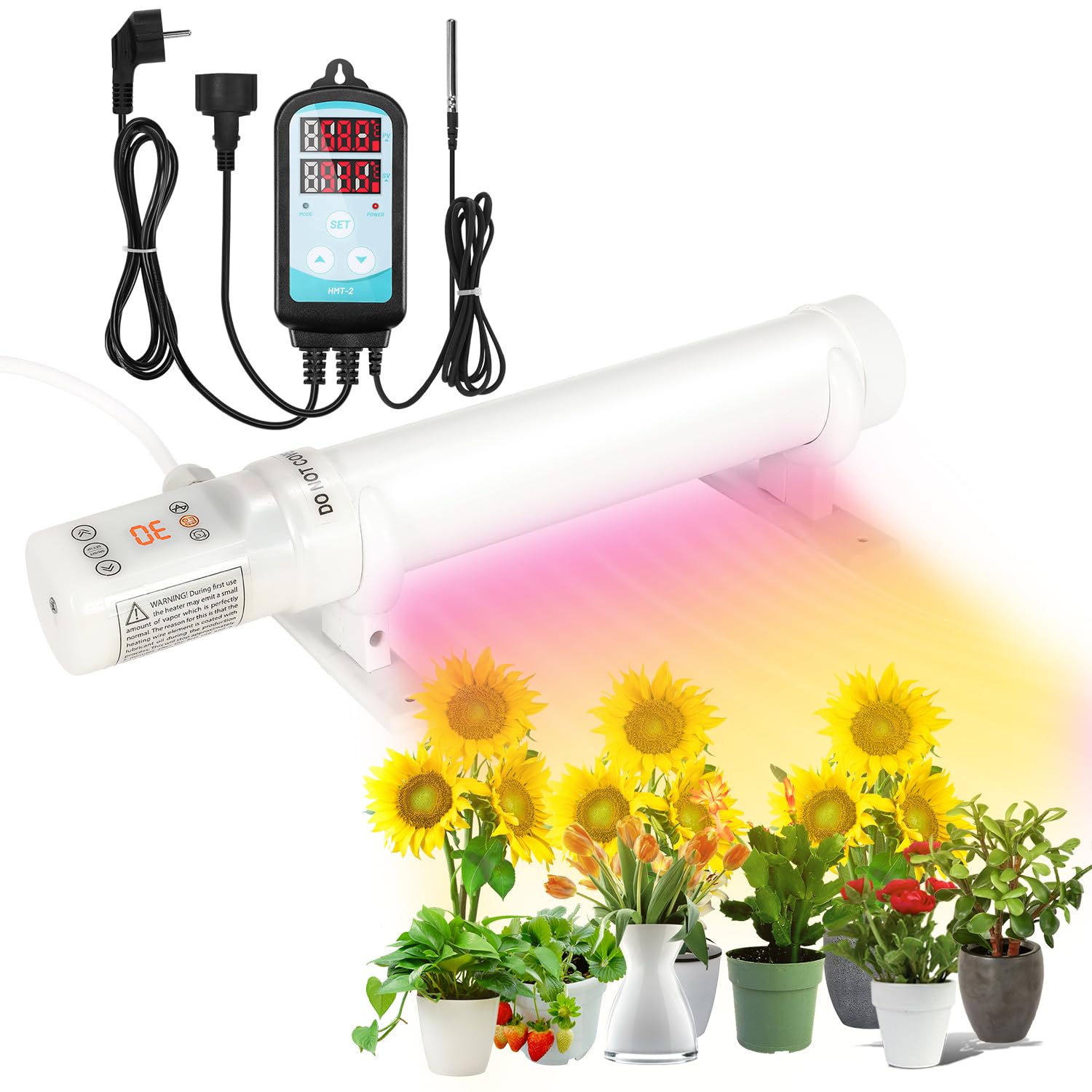 Eulenke Ogrzewanie szklarniowe 180 W, elektryczne ogrzewanie do szklarni, ochrona przed mrozem, szklarnia z termostatem, sterowana czasowo, czas rezerwacji, czas cyklu, ogrzewanie obszaru 6 m², do