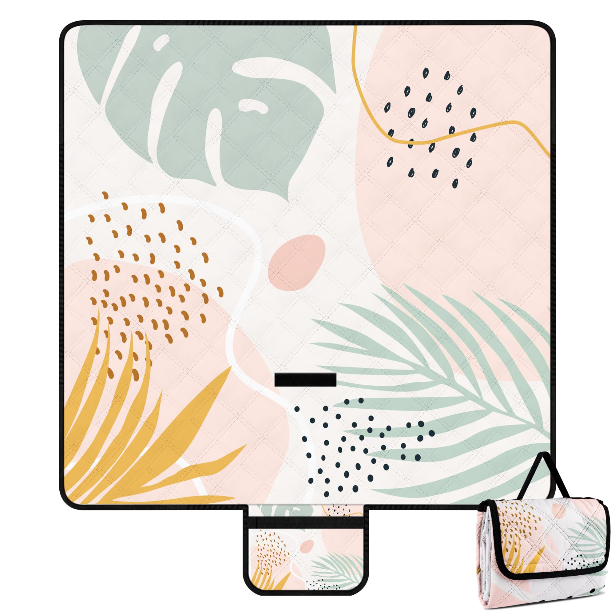 Jopee Picknickdecke Sandfrei, 200 x 200cm Wasserdicht Stranddecke für 4-6 Personen, Leicht und Tragbar Campingdecke mit Tragegriff, Faltbare Strandmatte für Wandern, Reisen, Outdoor