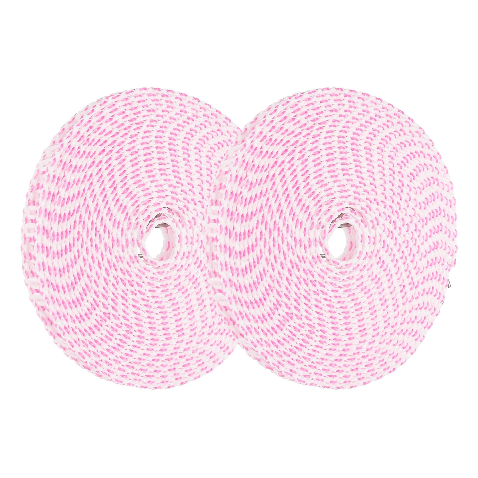 sourcing map 2 Pcs Portable Travel Clothesline, 10M/32.8ft Clothes Line Outdoors Travel Hanger Foldable Clothesline Rope with Hooks for Camping Hotel Backyard Home Cruise Ship, Pink