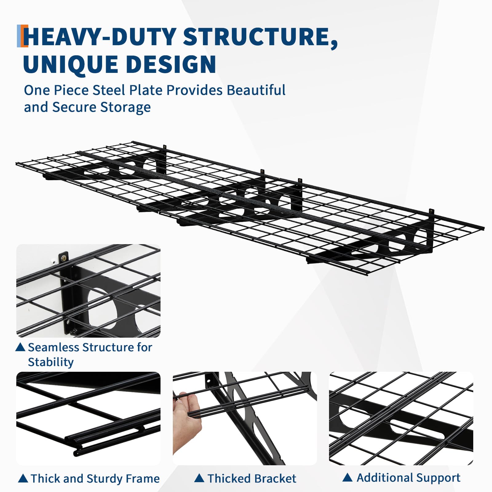 GarveeLife Alta resistencia y capacidad de carga - Estante de pared metálico para garaje - Soporta hasta 725 kg - Ajustable y multifuncional para garaje, cocina, lavandería, almacén y taller - 2x6