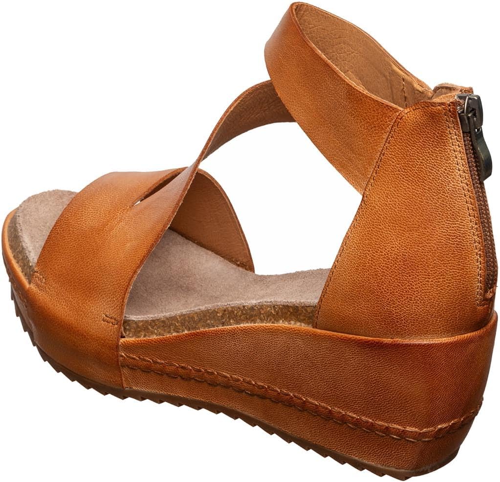 Antelope Women’s Davi Wedge Sandal, Soft Leather Upper with Back Zip, Ankle Strap and Open Toe
