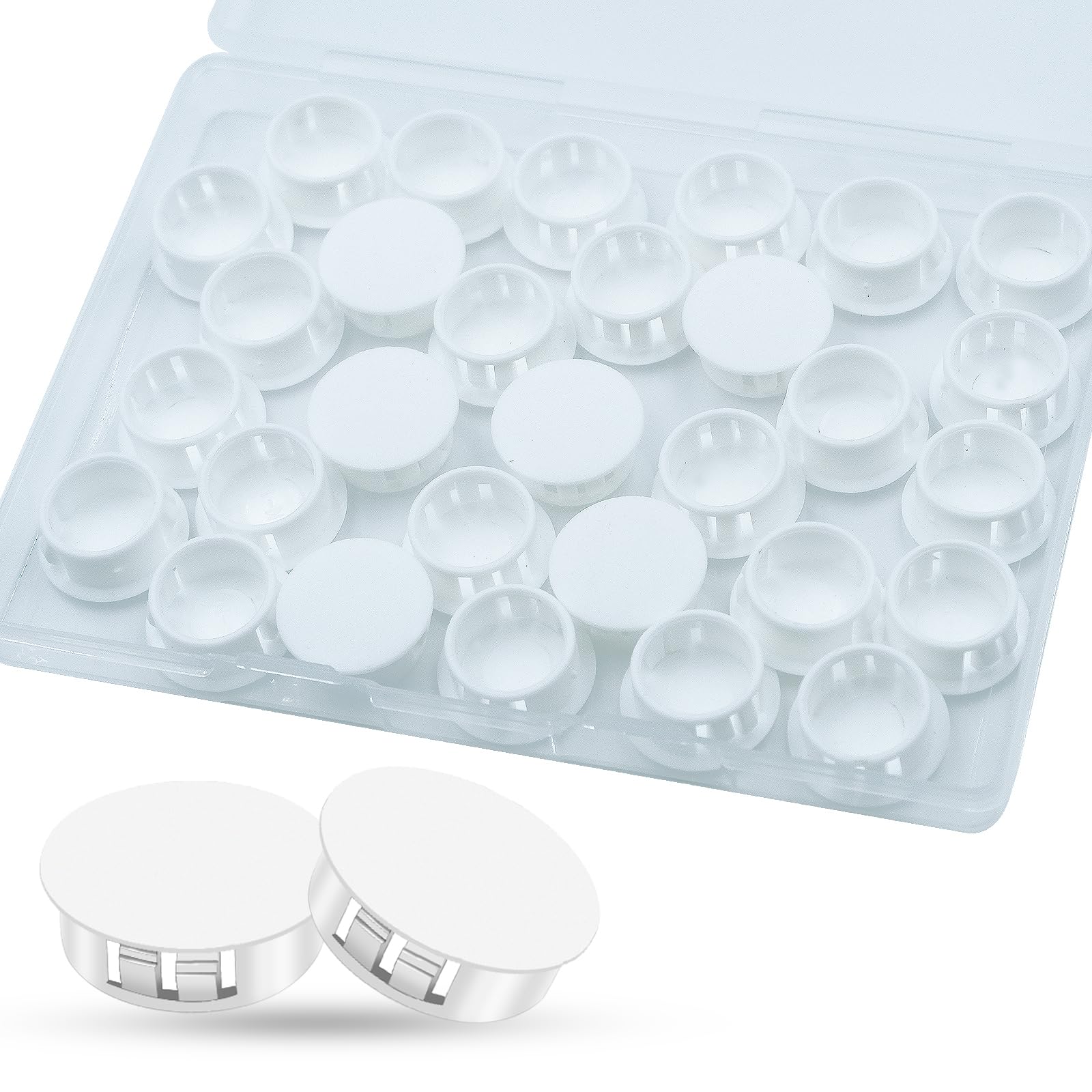 30Pcs 3/4"(19mm) White Plastic Hole Plugs, White Hole Plugs Hardware Plugs for Round Holes, Knockout Plugs Screw Hole Plugs for Reserved Holes in Kitchen Cabinet