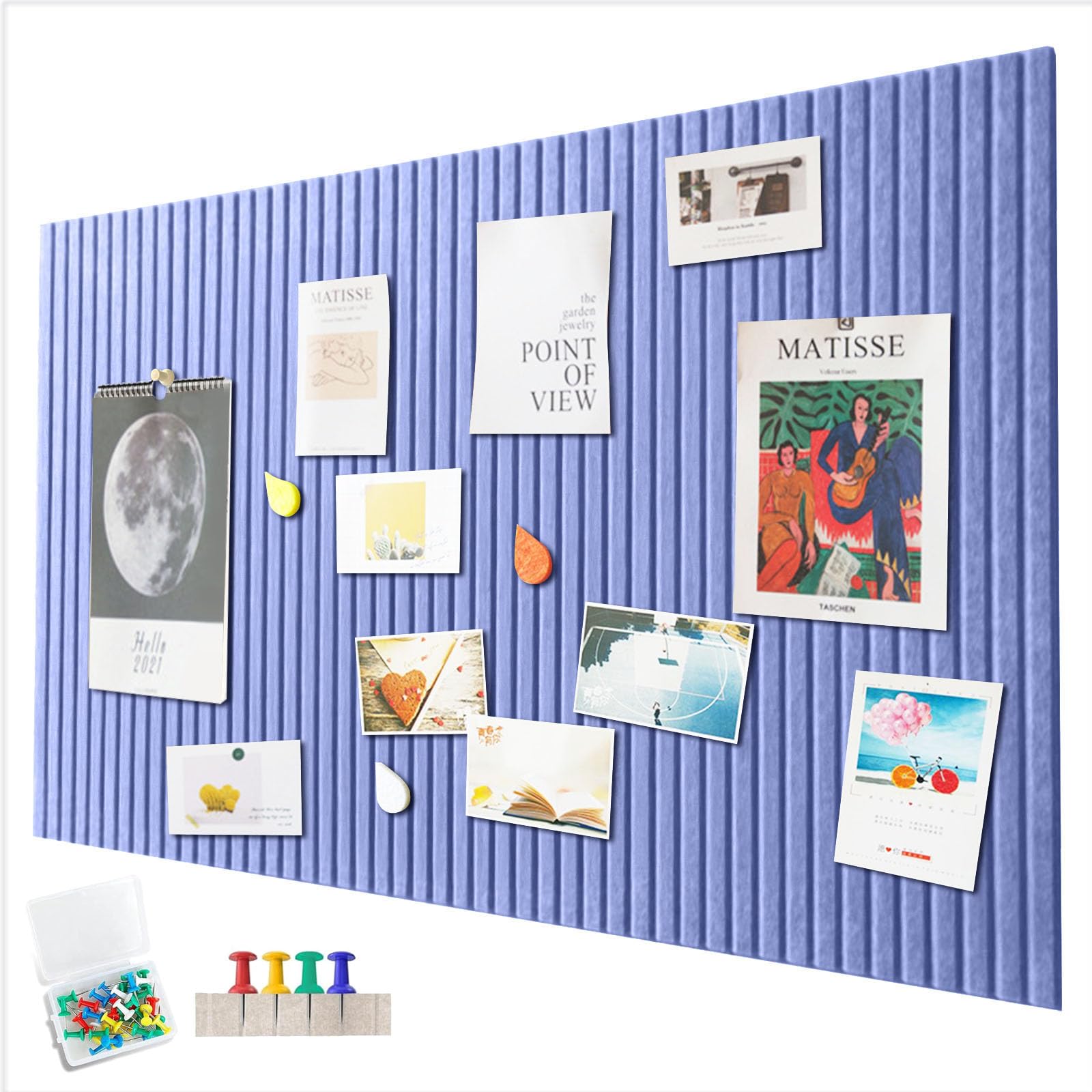Large Felt Notice Board, Self-Adhesive, 90 x 60 cm Felt Board, Decorative Felt Notice Board, 0.9 cm Thick, Foldable Photo Board, Memo Boards, Bulletin Board, Wall Decoration for Office, Kitchen, Cloud