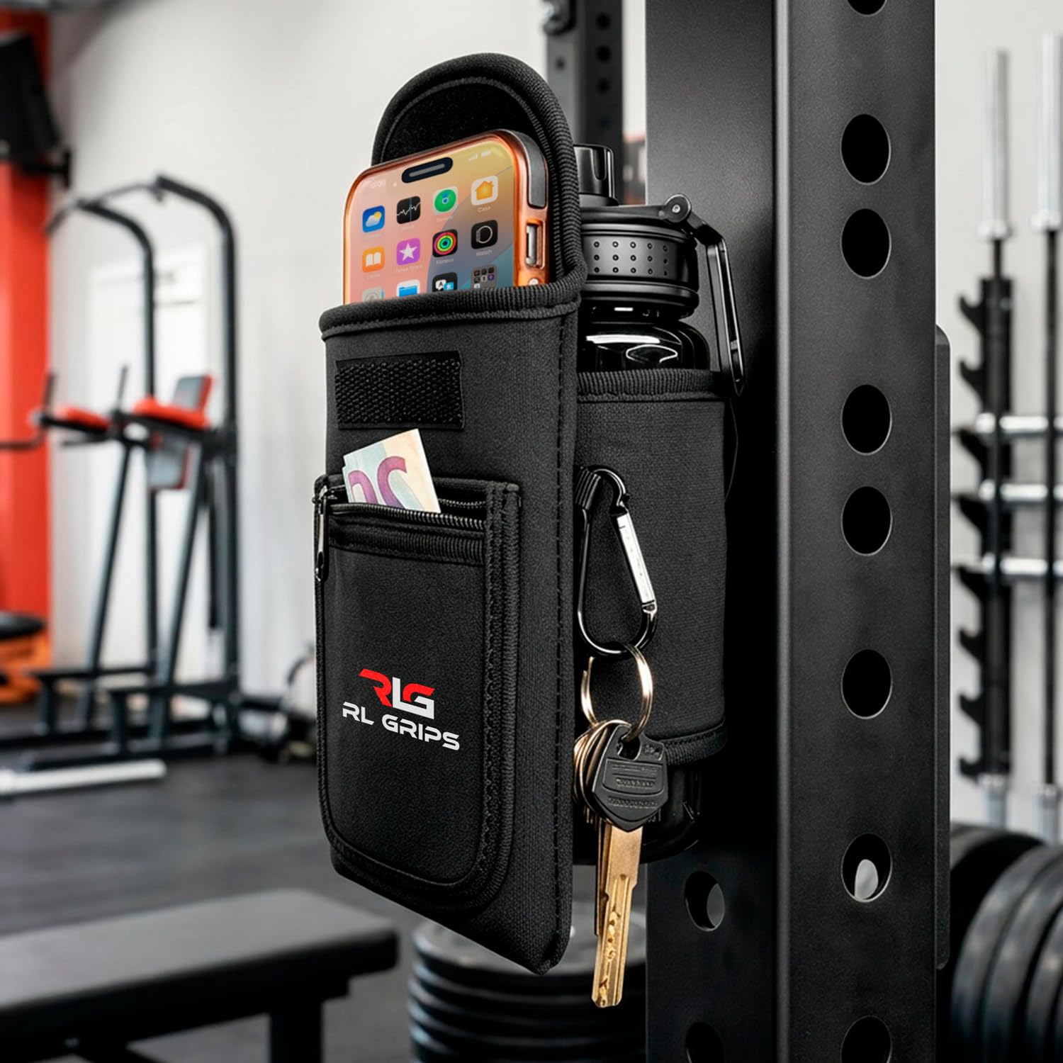 RL Grips Bolsa Magnética Gym para Botella y Móvil – Funda Magnética Gimnasio con Imanes Potentes