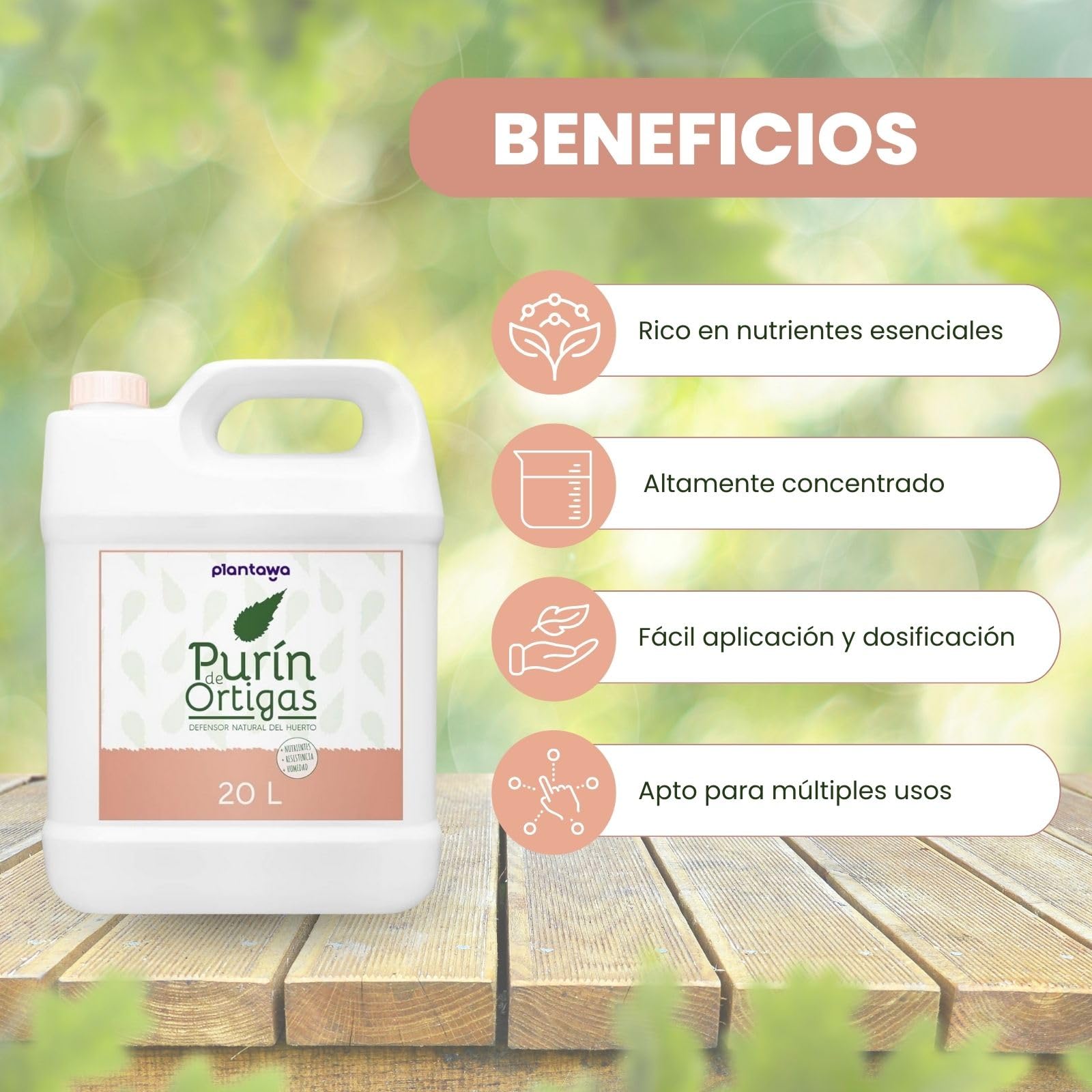 PLANTAWA Purín de Ortiga 20L | 100% Puro y Muy Concentrado | Poder Reverdeciente | Acción Eficaz y Seguro | Prensado en Frío | Sustancia Básica Natural