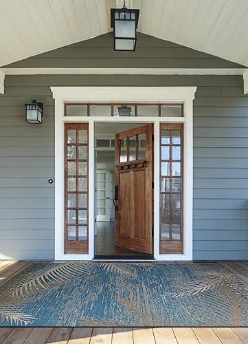 Miniatura 2 de Couristan Monaco Tropical Palms alfombra de área para interiores y exteriores, 3 pies 9 pulgadas x 5 pies 5 pulgadas, océano