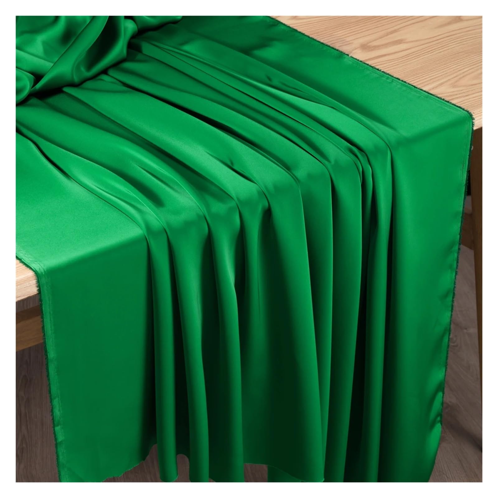 Satin Fabric Double Faced Acetate Satin Fabric Luxury Silk Like Bridal Wedding Dress Cheongsam Evening Gown for Craft(Green)