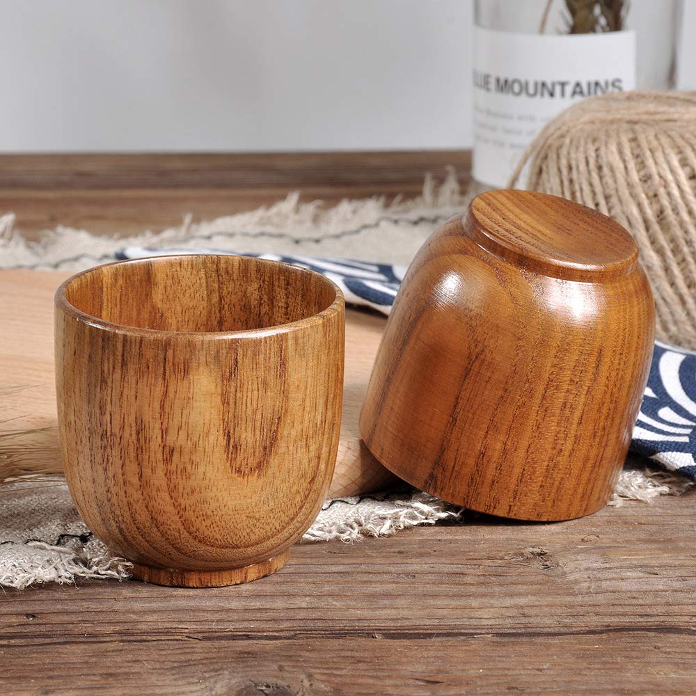 Lot De 2 Grands Gobelets En Bois Naturel Pour Bière, Thé