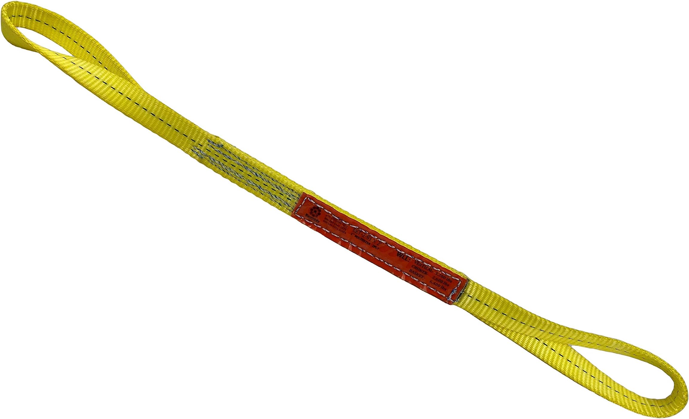 Kennedy Wire Rope & Sling Company 1" x 2' 2-Ply Twist Eye Polyester Lifting Sling (Various Sizes in Listing) Made in The USA