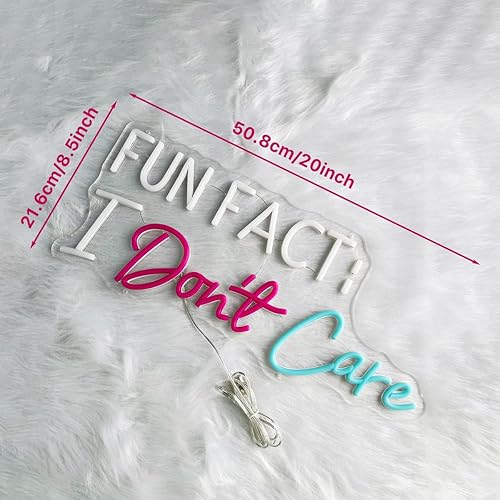 Miniatura 6 de Letrero de neón FUN FACT I Don't Care, letreros de luz de neón LED para decoración de pared, FUN FACT I Don't Care para dormitorio, oficina, bar de