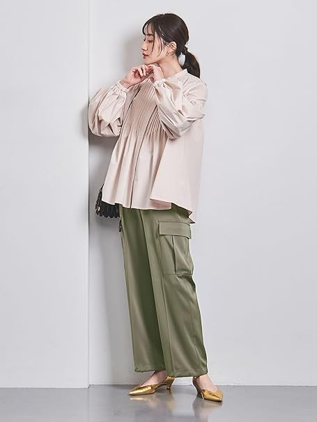 サイズ34 サテンサイドポケットパンツ オフホワイト サテン サイドポケット パンツ