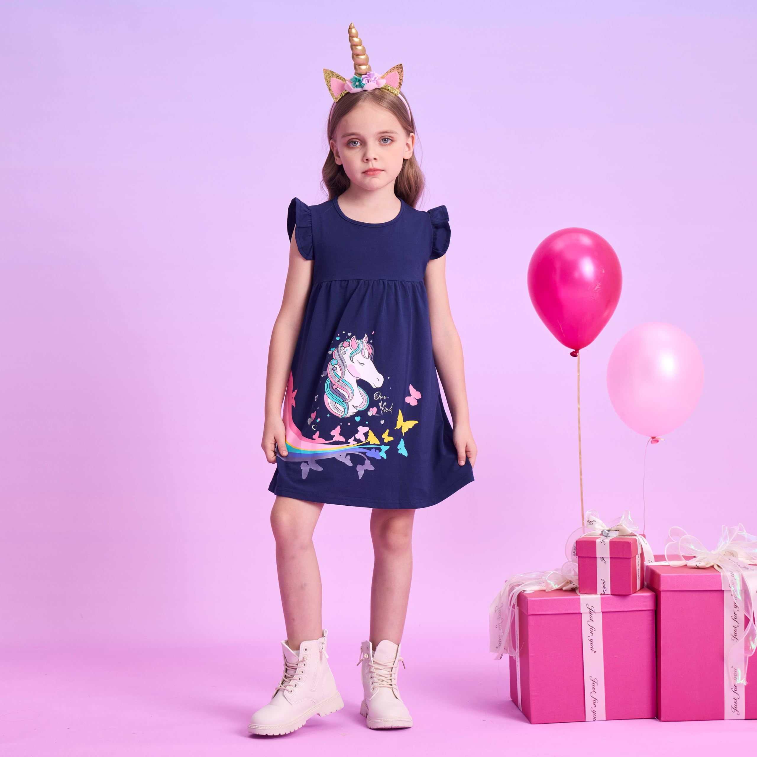 VIKITA Vestido Manga Larga Algodón Princesa Niñas 2-8 años