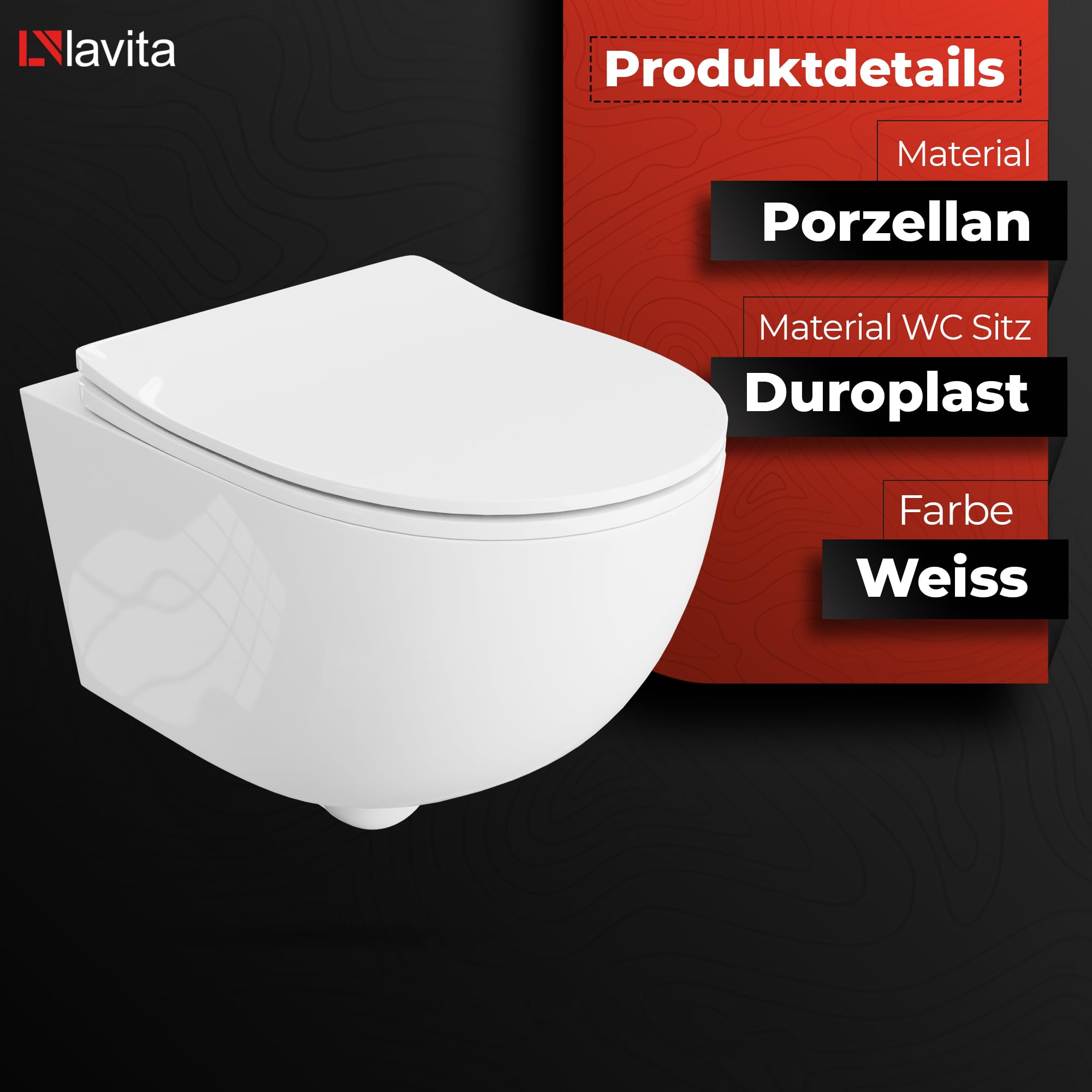 Duofix - Inodoro básico de pared + fregadero profundo de pared Brava blanco sin bordes + placa de control Delta 25 | Botón negro | Juego completo | cisterna empotrada | inodoro completo