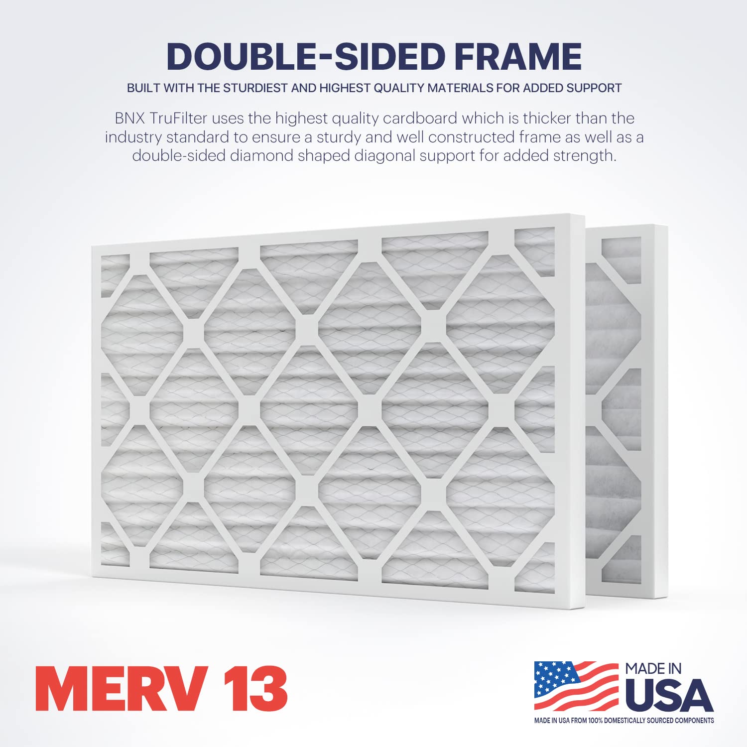 BNX TruFilter 14x24x1 Air Filter MERV 13 (4Pack) MADE IN USA Electrostatic Pleated Air