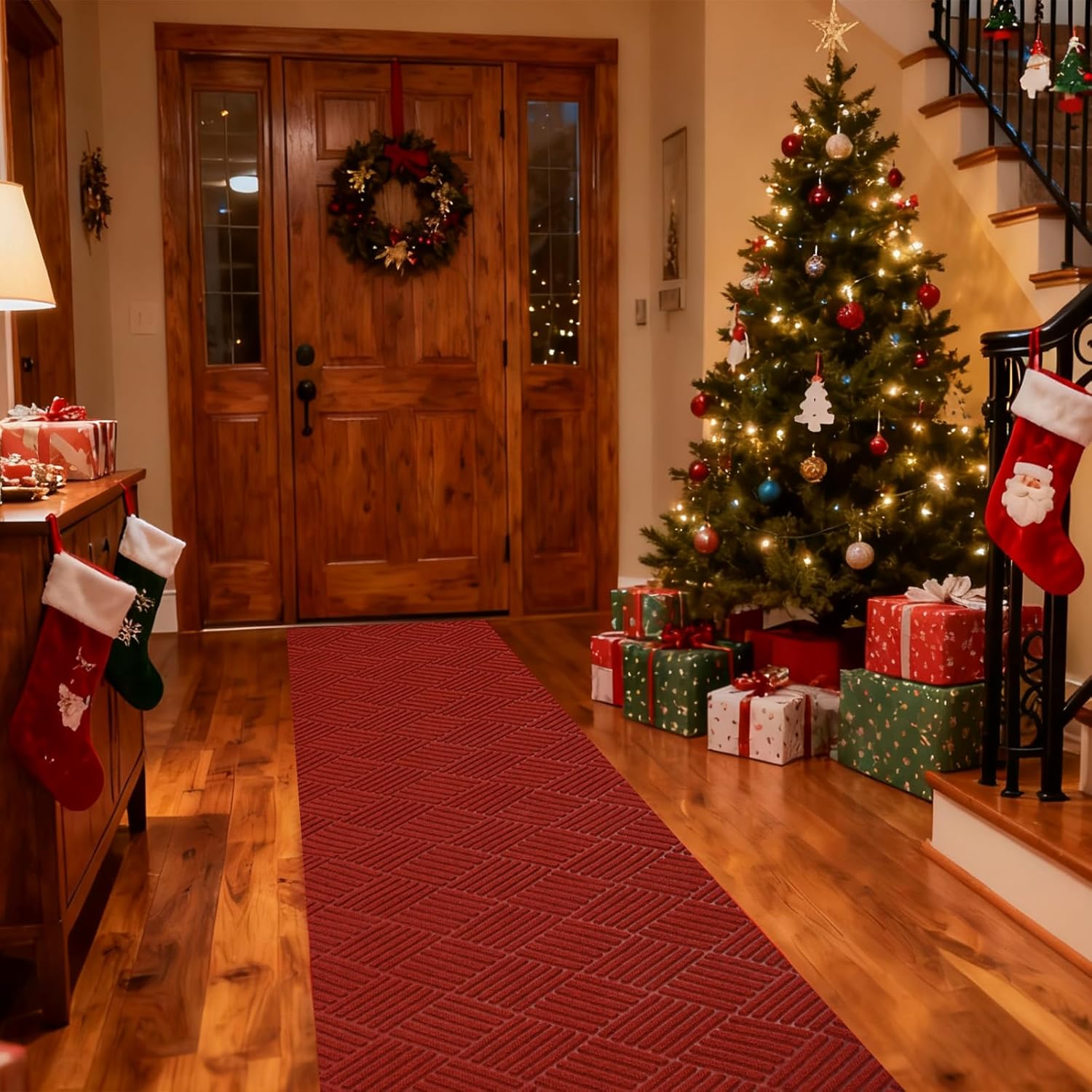 jxgzyy Red Carpet Runner for Party, Non-Slip Red Runner Rug for Hallway & Entryway, Durable Low-Pile Indoor Carpet, Easy to Clean, 2'11" x 9'10"