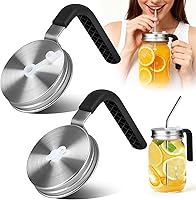Vista 16 de Palksky Tapas para Beber de Frascos Mason, Accesorios de Tapa para Sorber de Frascos Mason de Boca Ancha de Acero Inoxidable, Tapa Abatible