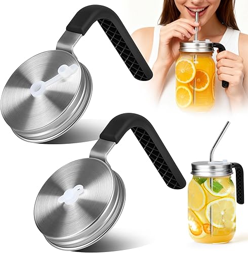 Miniatura 17 de Tapa de Pico Vertedor para Frasco Mason de Acero Inoxidable con Mango, Tapas de Pico Vertedor Abatible de Boca Ancha para Frascos Mason, Cubierta de
