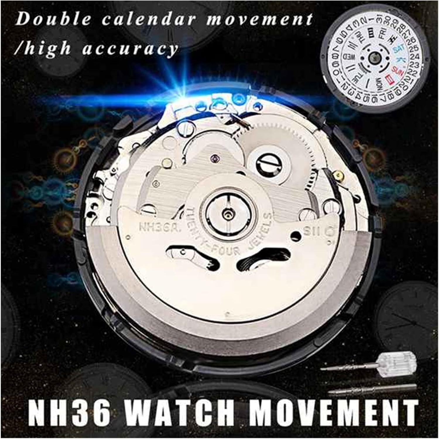Automatic Watch Movement Men's Parts Mechanical Watch Movement NH36 Movement Watch Replace Accessory Repair Tool kit