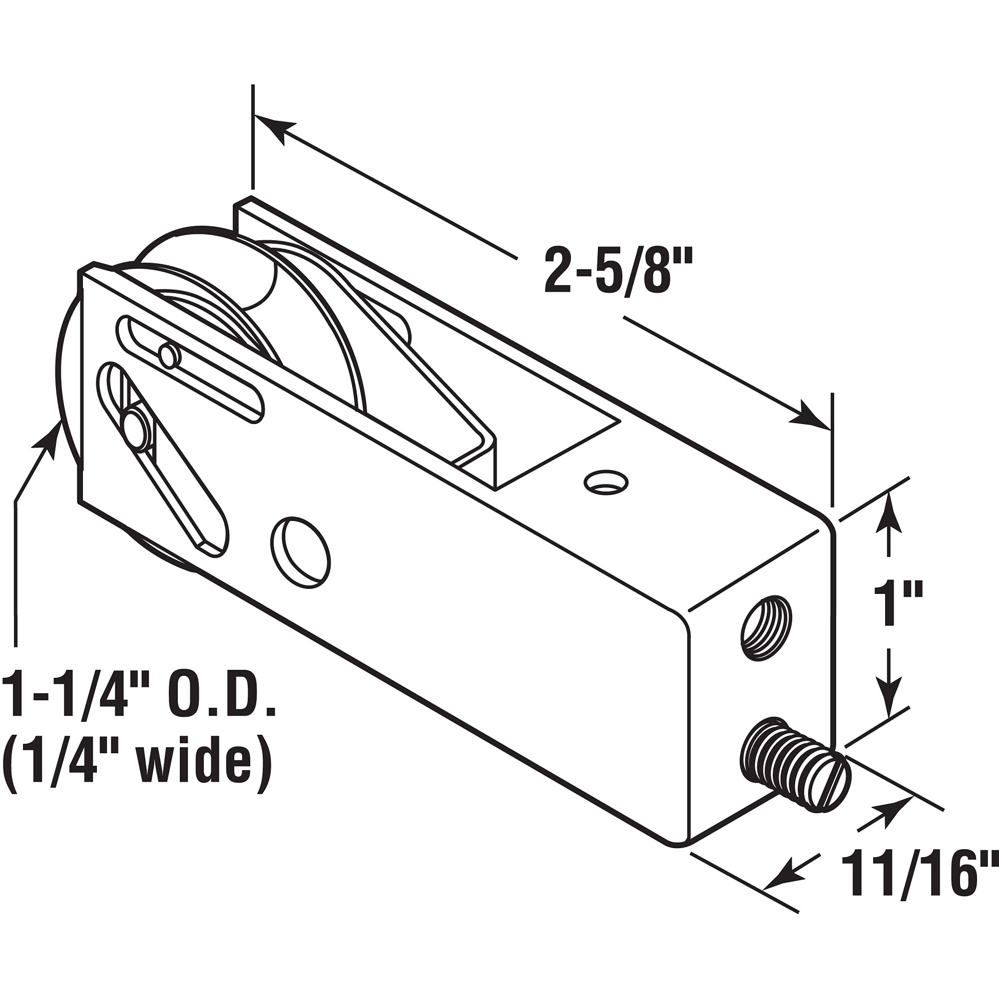 Prime-Line MP1587 Sliding Door Roller Assembly with 1-1/4 In. Nylon Ball Bearing (Single Pack)