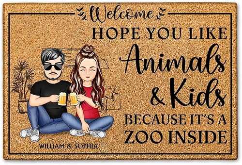 Vista 29 de Felpudo personalizado para marido, esposa, pontón, capitán y su pontón reina Live Here, tapete para el marido, esposa, regalo de pontón 19