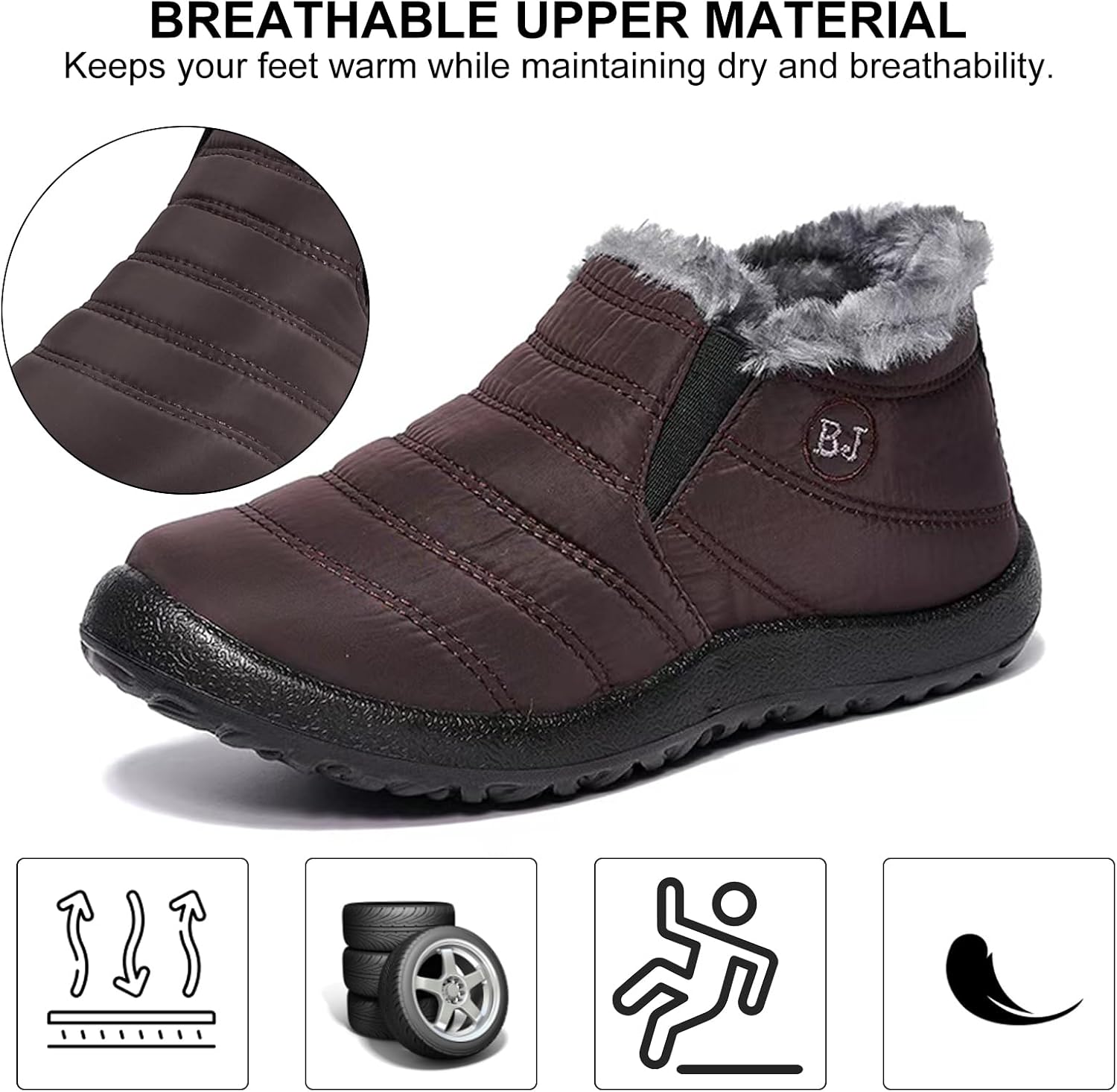 Waterproof Snow Boots for Women Outdoor Warm Fur Lined Booties Winter Comfortable Ankle Boots Lightweight Short Boots - Image 5