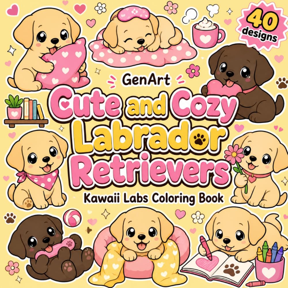 Cute and Cozy Labrador Retrievers: 40 Easy and Adorable Puppy Illustrations for Kids, Teens, and Adults seeking Stress Relief and Joyful Creativity