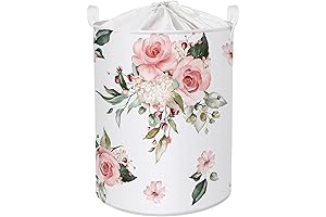 Clastyle Blooming Pink Floral Laundry Hamper for Kids