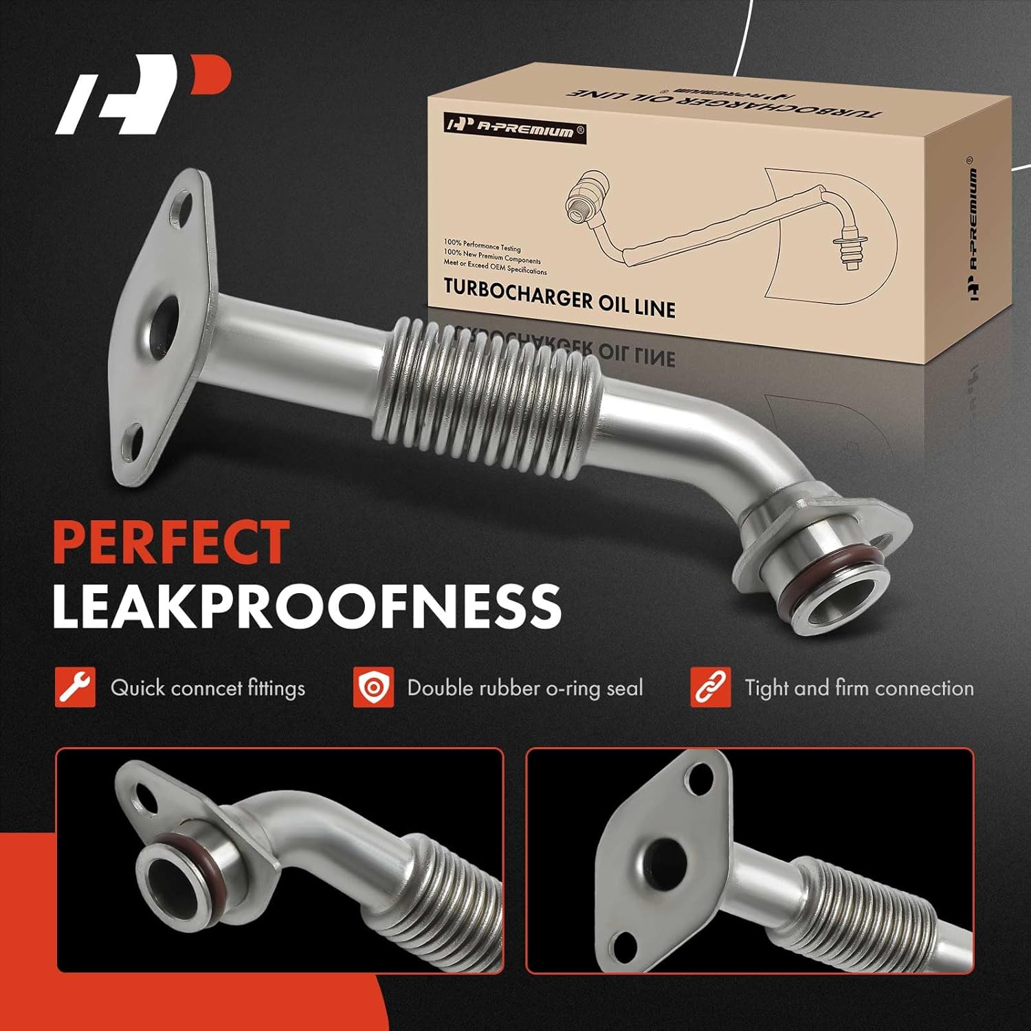 A-Premium Turbocharger Oil Return Line Compatible with Ford Fusion 2017-2019, Edge 2015-2024 & Lincoln MKZ 2017-2020, MKX 2016-2018, Nautilus 2019-2023, Continental 2017-2020, 2.7L 3.0L, Left