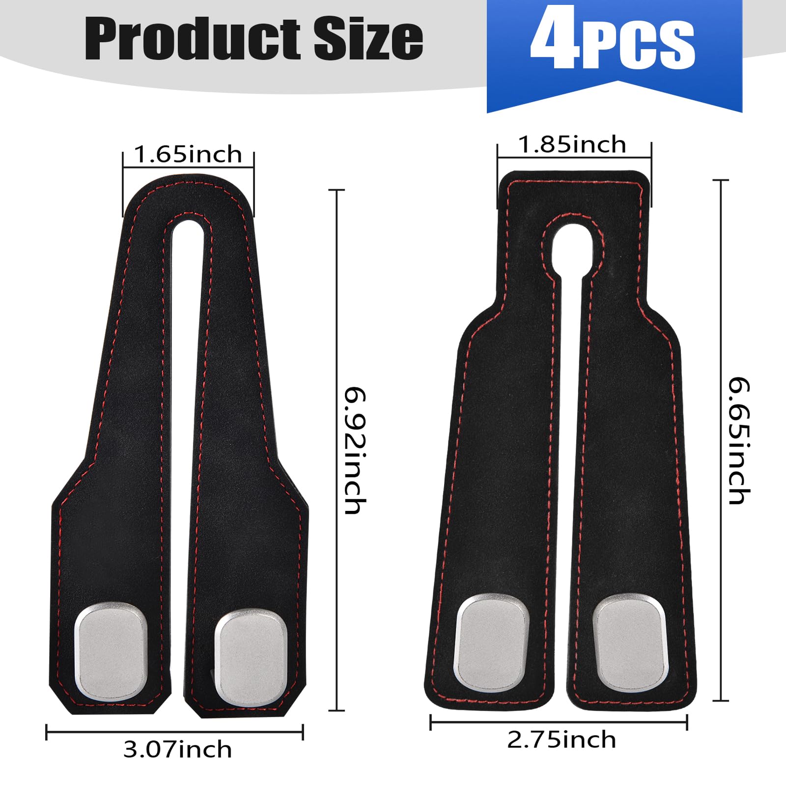 Black Car Headrest Hook Purse Hook for Handbag and Purse Car Seat Back Storage Hooks Thickened Designs 4Pcs — view 2