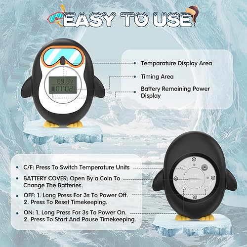 Miniatura 3 de Termómetro de baño para bebé, termómetro de bañera de embarazo de seguridad con función de visualización de batería, medidor de temperatura de agua