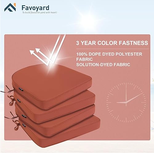 Miniatura 6 de Favoyard Cojines para sillas de exterior de 17 x 16 x 2 pulgadas, juego de 4 cojines de asiento impermeables para muebles de patio con funda