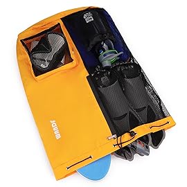 WANDF Swim Bag Mesh Drawstring Backpack with Wet Pocket Beach Backpack for Swimming, Gym, and Workout Gear(XL-Orange)