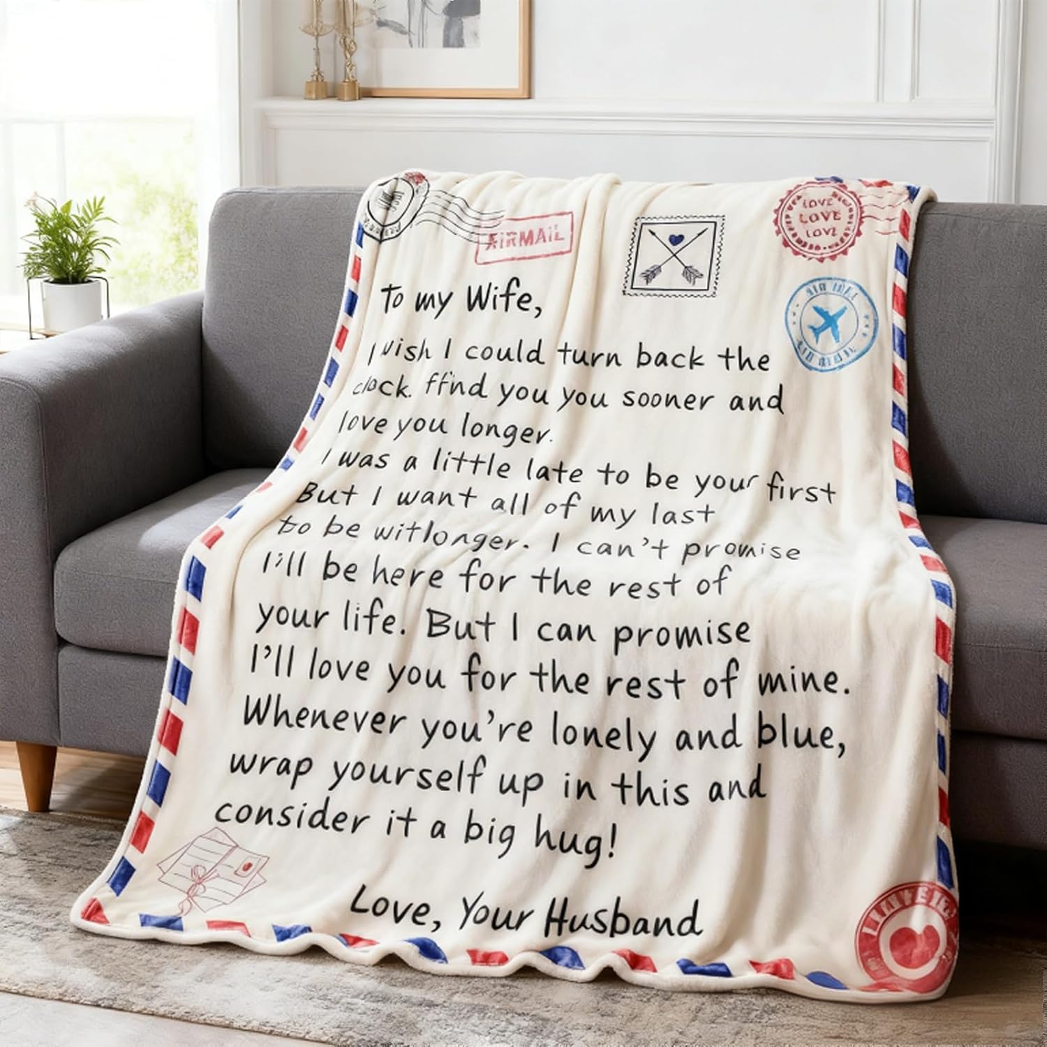 Gifts for Wife from Husband, to My Wife's Blanket Wedding Anniversary Birthday Gifts, Christmas Mothers Valentines Day Romantic Gifts for Her 60"x80" (White) - Image 4