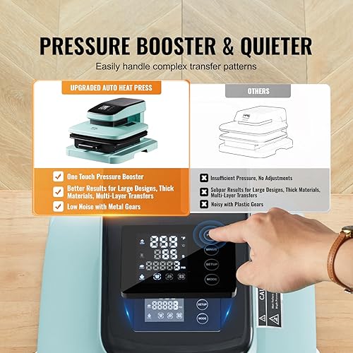Miniatura 5 de VEVOR Máquina de prensa de calor automática para camisetas  Prensa de calor de 15 x 15 pulgadas con liberación automática  Calentamiento rápido y
