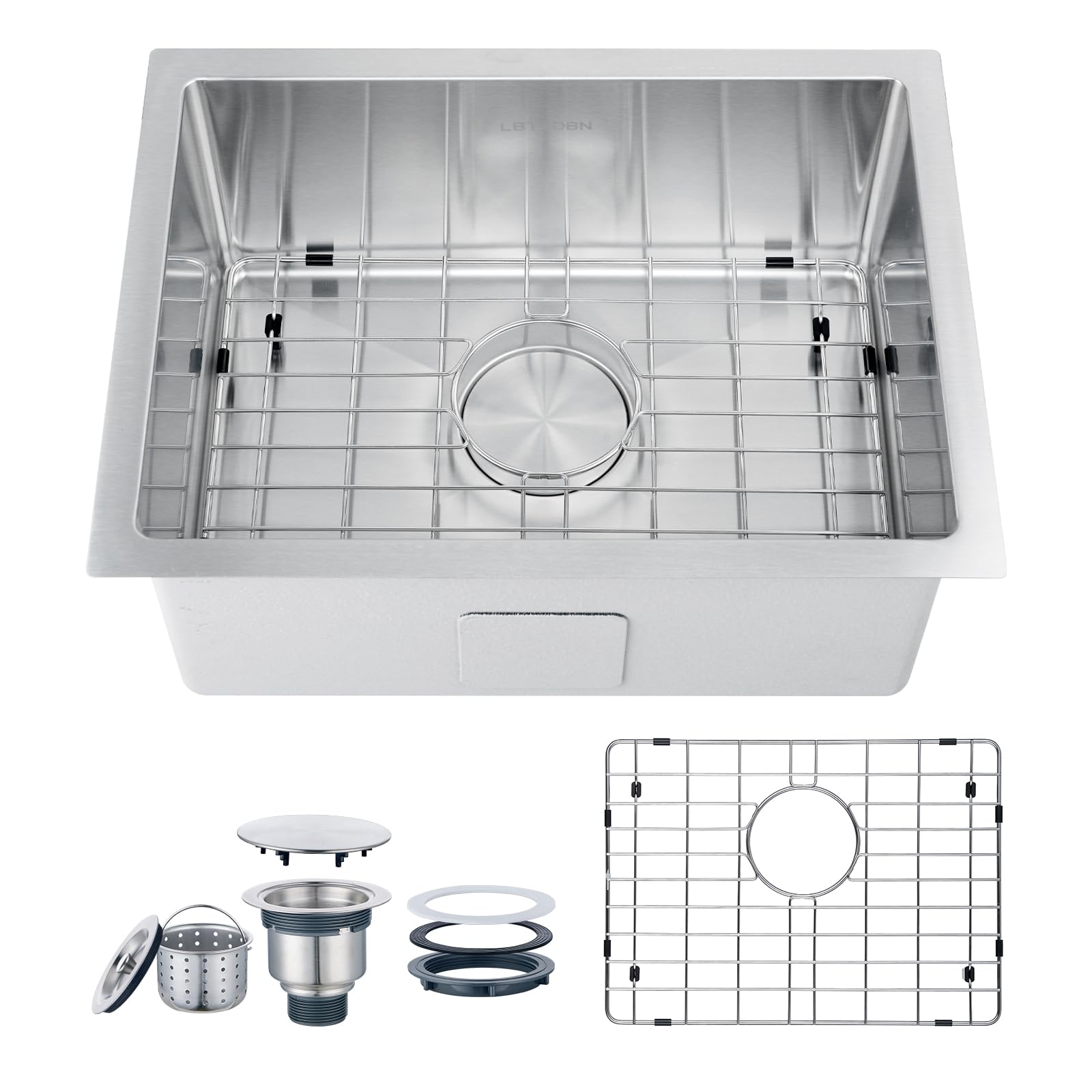 Fregadero de bar de 20x15 pulgadas en acero inoxidable cepillado para cocinas pequeñas