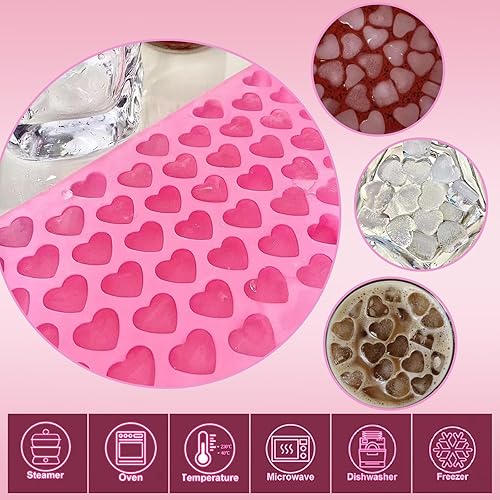 Miniatura 4 de 2 moldes de silicona con forma de corazón, moldes de gomitas, silicona antiadherente de grado alimenticio, para hornear caramelos de chocolate y