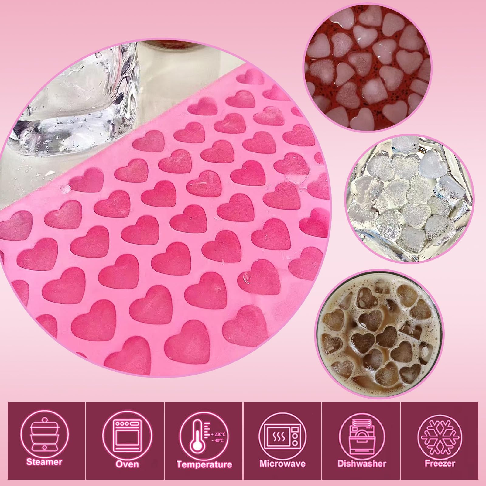Molde de silicona con forma de corazón, 2 unidades, molde reutilizable para dulces, utilizado para gelatina, golosinas caseras, dulces, chocolate, velas, sellos de laca